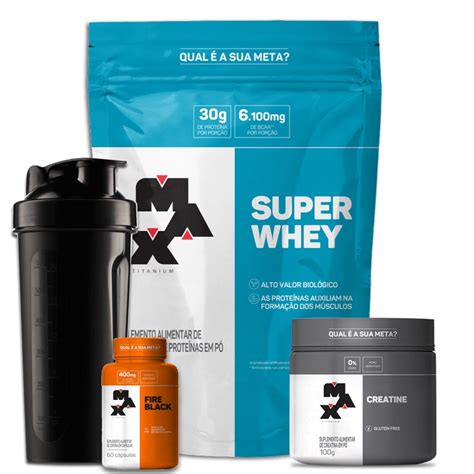 Kit Combo 1x Super Whey 900G 1x Fire Black 60 Creatina 100g