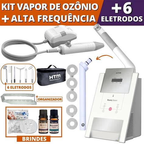 Kit htm Beauty Steam Vapor de Ozônio Beauty Face Alta Frequência 6