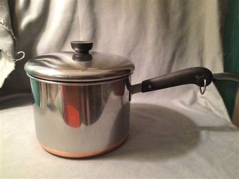 Vtg RARE 1801 Revere Ware Stainless Steel Copper 5 Qt Sauce Pan Pot Lid