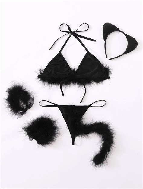 Fluffy Lingerie Set With Tail Wrist Cuffs The Raggle Taggle Gypsy Festival Fashion South Africa