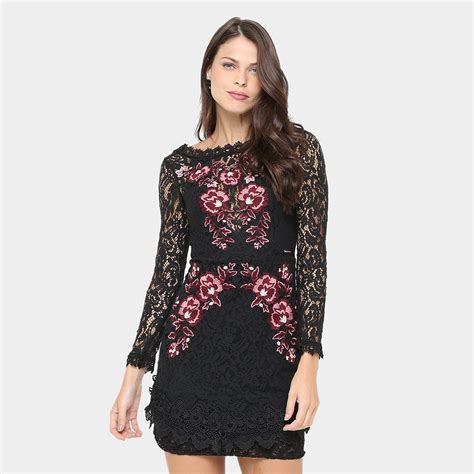 Vestido Colcci Tubinho Curto Floral Renda Manga Longa Compre Agora