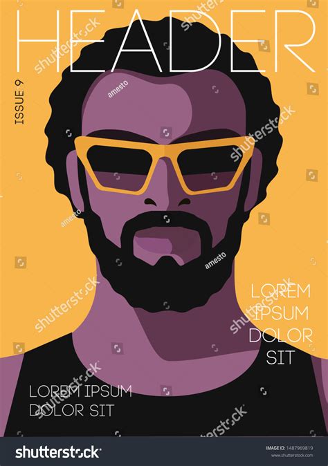 Magazine Cover Design Male Portrait Full Vector De Stock Libre De