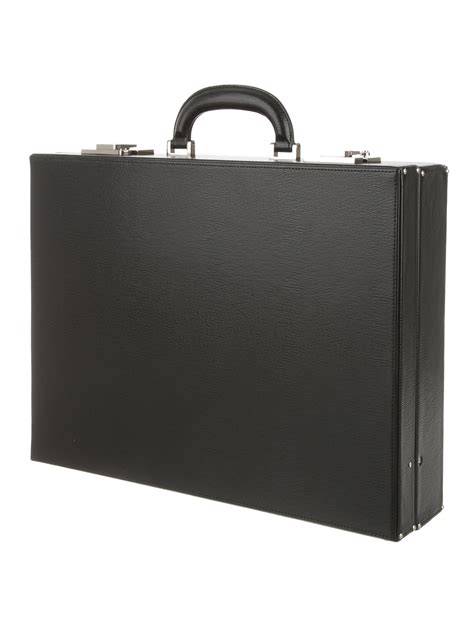 St Dupont Leather Stainless Steel Briefcase Black Briefcases Bags