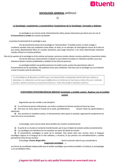 sociologia completo SOCIOLOGÍA GENERAL MÓDULO 1 La Sociología