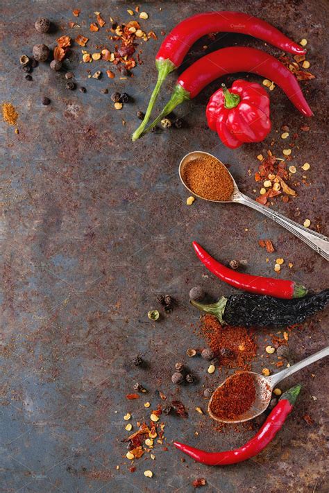 Spicy Background With Chili Peppers Stock Photo Containing Spices And