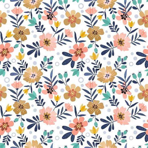 Colorful Hand Drawn Flowers Seamless Pattern Elegance Blossom Textile