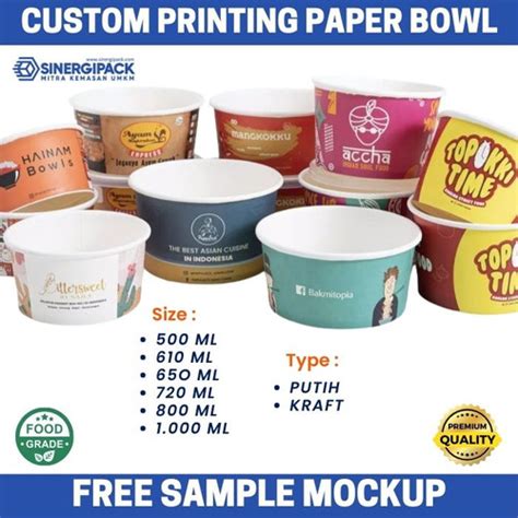 Jual Paper Bowl Custom Print Ml Ml Ml Ml Putih