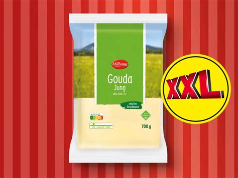 Milbona Gouda Jung am Stück XXL 700 g von Lidl ansehen