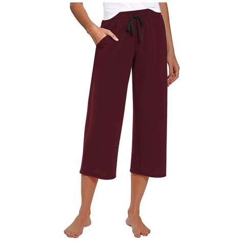 Todays Daily Deals， Women Solid Casual Pocket Wide Leg Pants Elastic