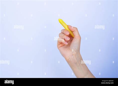 Hand Holding Chalk On Isolated White Background Woman Writing