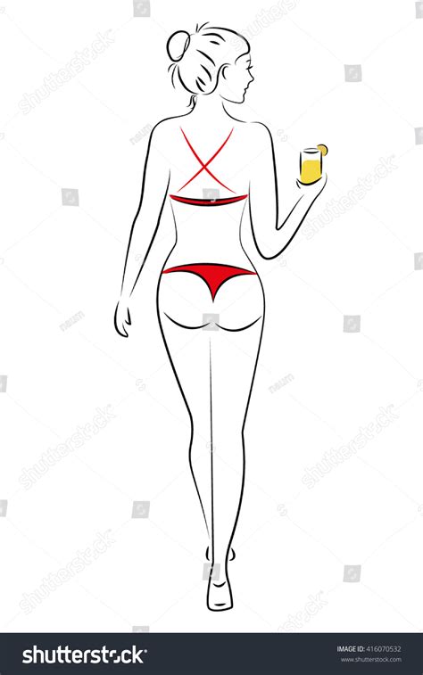 Silhouette Beautiful Girl Bikini White Background 스톡 벡터 로열티 프리 Shutterstock