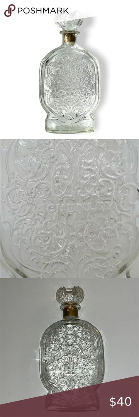 Vintage 1953 Schenley Whiskey Bottle Ornate Embossed Glass With Cork