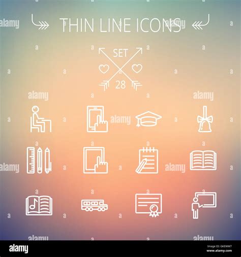 Education Thin Line Icon Set Stock Vector Image And Art Alamy