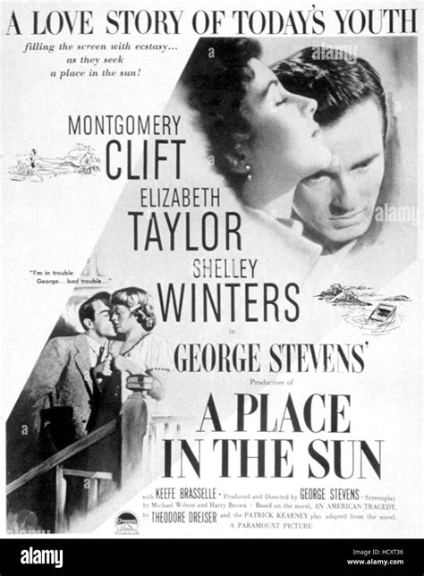 A PLACE IN THE SUN, Elizabeth Taylor, Montgomery Clift, 1951 Stock ...