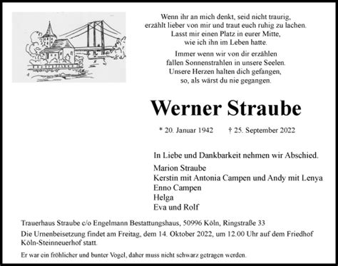 Traueranzeigen Von Werner Straube Wirtrauern