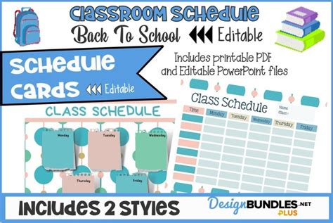 Classroom Schedule Template Class Schedule Editable P2