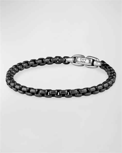 David Yurman Men S Box Chain Bracelet In Darkened Silver 5mm Neiman