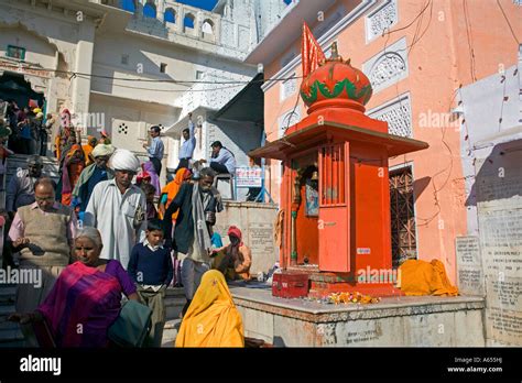 Crowds Of Pilgrims Entering The Brahmaji Mandir Temple Pushkar