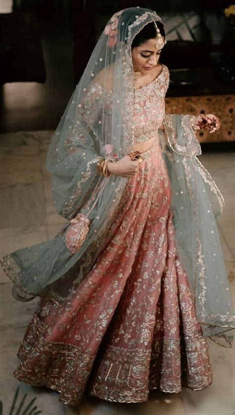 Pakistani Bridal Dress In Pink And Green Pakistani Wedding Outfit