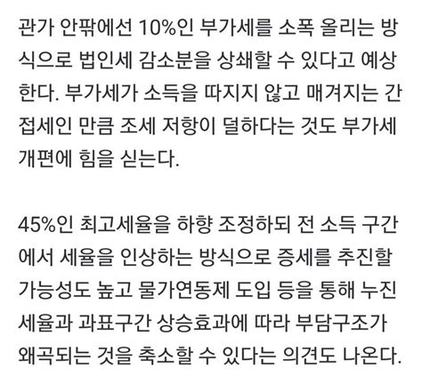 윤석열 정부 서민 증세해 부자감세 균형 맞출 것부가세and소득세 동시 인상 검토 개9