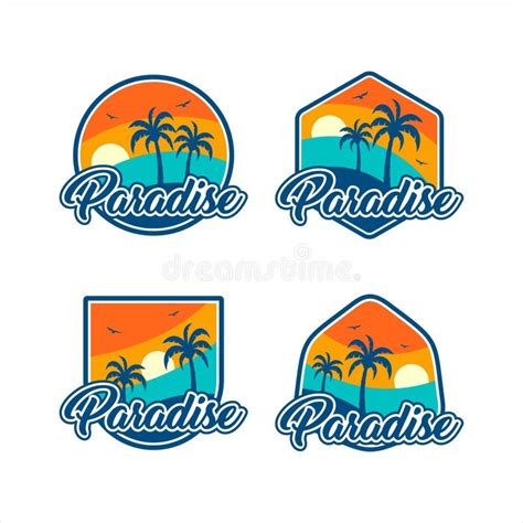 Paradise Logo Design Vector Illustrations Stock Vector Illustration