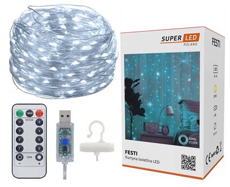 Kurtyna Wietlna Girlanda Lampki Led X M Usb Druciki Pilot Zimna