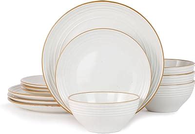 Amazon Lovecasa Black And Gold Dinnerware Sets Stoneware Dishes