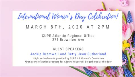 International Womens Day Celebration Cupe Nova Scotia