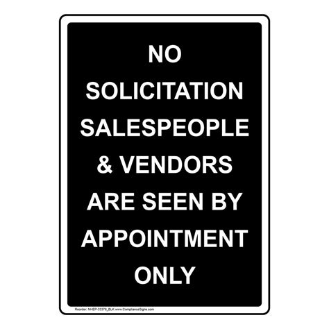 No Solicitation Salespeople And Vendors Are Sign NHE-33379_BLK