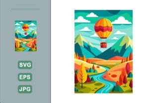 Hot Air Vector Landscape Background Graphic By Ade Studio Creative