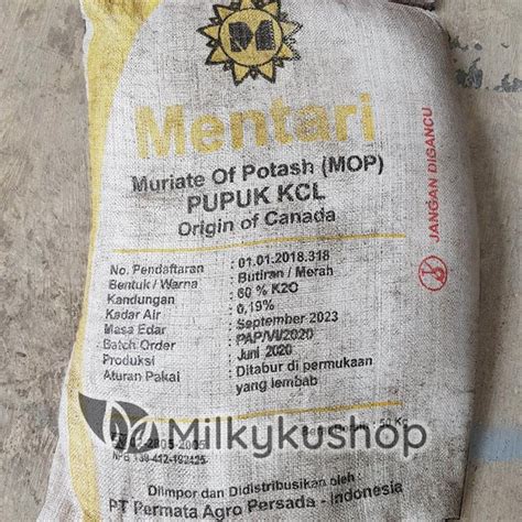 Jual Pupuk Mentari Mop Kcl 50 Kg Kemasan Pabrik Via Gosend Grab Ready