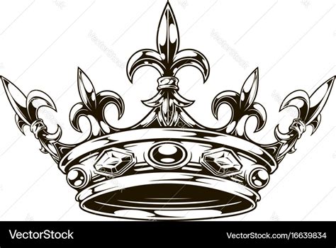 Graphic black and white king crown Royalty Free Vector Image