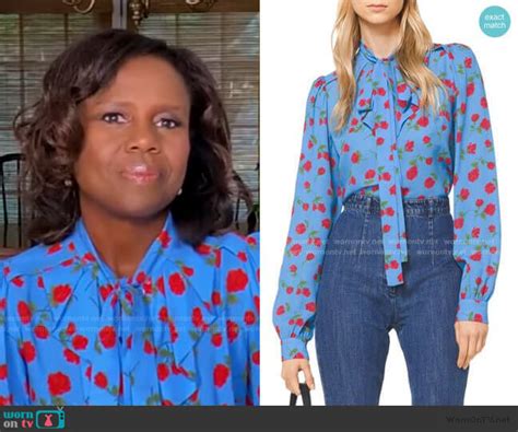 Wornontv Deborahs Blue Floral Tie Neck Blouse On Good Morning America