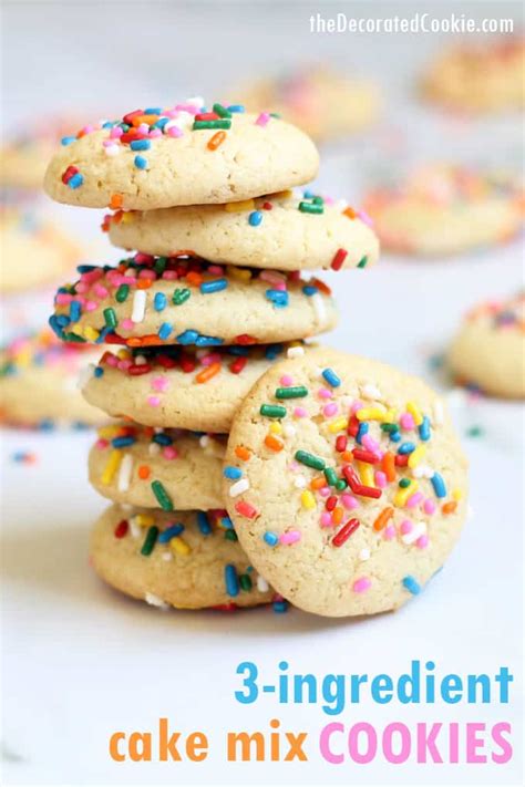 three-ingredient cake mix cookie recipe topped with sprinkles
