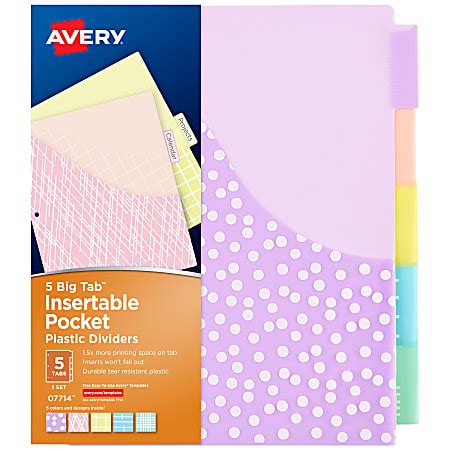 Avery Dividers For 3 Ring Binders 5 Tab Binder Dividers Plastic Binder