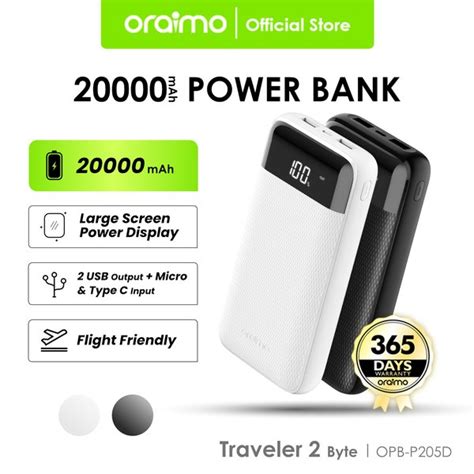 Jual Oraimo Powerbank 20000 MAH Traveler 2 Dual USB Fast Charging OPB