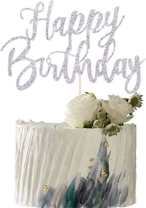 Amazon YUINYO Handmade Glitter Happy Birthday Cake Topper Happy