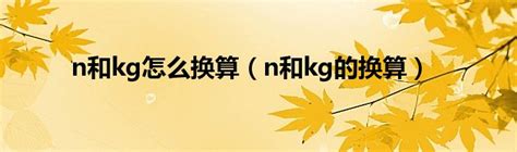 N和kg怎么换算（n和kg的换算） 互联百科