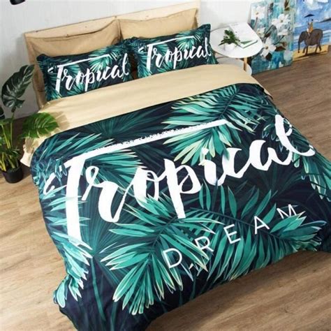 Parure De Lit Jungle Tropicale 3D Housse Couette avec Fermeture Éclair