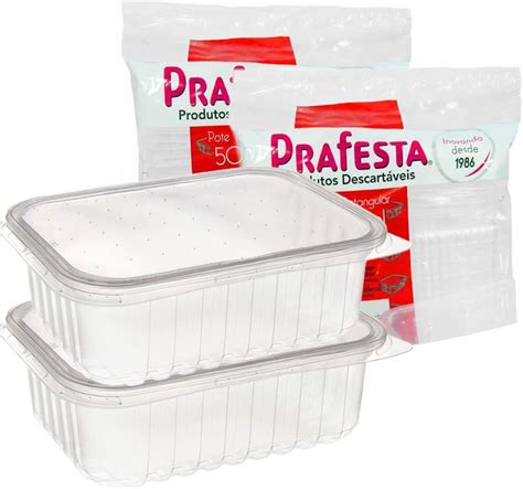 Pote Retangular Pl Stico Ml Marmita Fitness Freezer Un Amazon Br