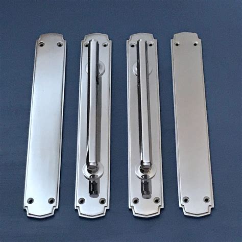 Sets Large Chrome Art Deco Door Pull Handles Matching Finger Push