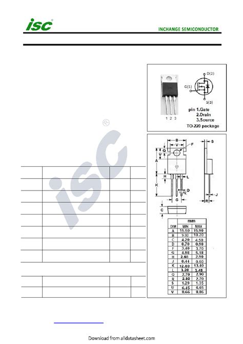 Buz S Datasheet Pages Isc Isc N Channel Mosfet Transistor