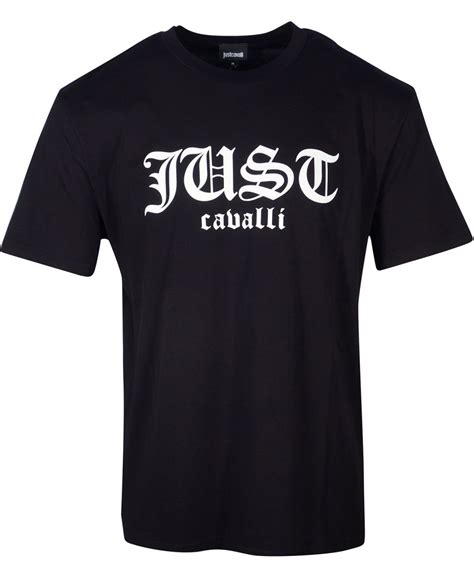 Cavalli T Shirt Contrast Text Logo Front S03gc0659 N20663