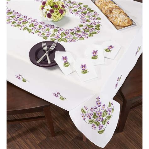 Nob Hill™ Violet Wreath Tablecloth Stamped Embroidery - Walmart.com