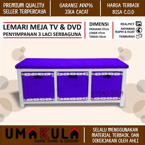 Jual LEMARI ROTAN SINTETIS 3 LACI Mini Meja Tempat TV Dan DVD RAK Bufet