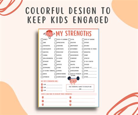 My Strengths Worksheet For Kids And Teens Self Esteem Journal Children