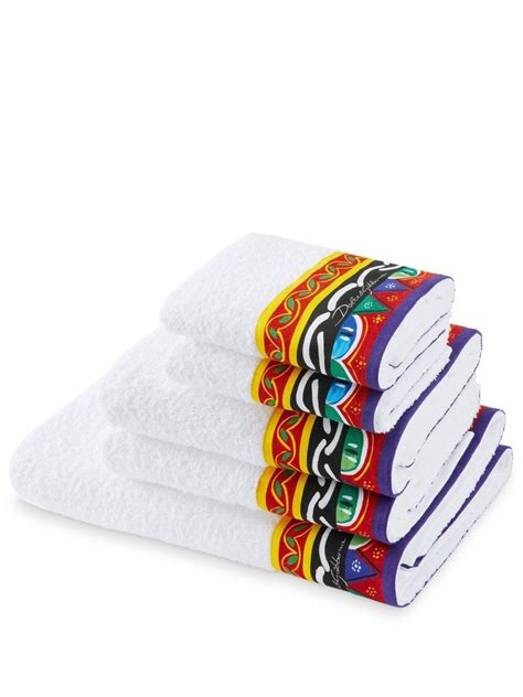 Dolce & Gabbana Set Of Five Terry Cotton Towels - White | Editorialist