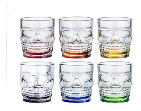 Vaso Shot Tequilero Vidrio Forma Calavera Mini Craneo 6 Pzas Meses