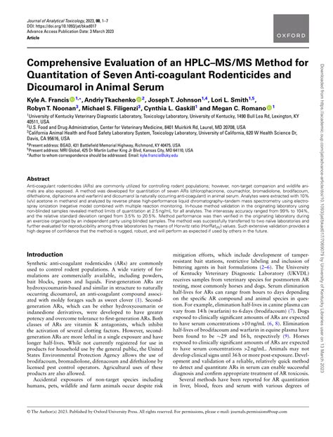 Pdf Comprehensive Evaluation Of Hplc Msms Method For Quantitation Of