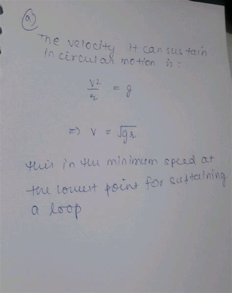 Show That A Particle Moving In A Vertical Circle A Find The Minimum